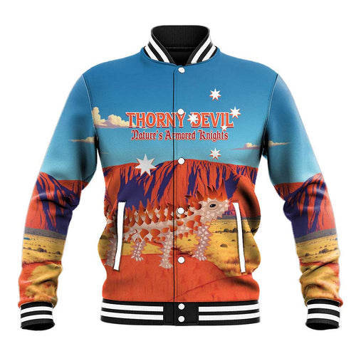 Personalised Australia Thorny Devil Baseball Jacket Nature's Armored Knights - Aussie Uluru