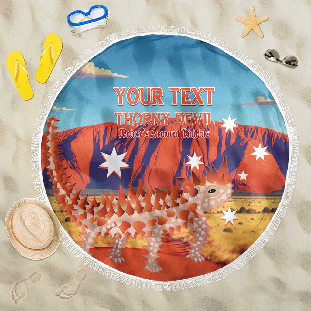 Personalised Australia Thorny Devil Beach Blanket Nature's Armored Knights - Aussie Uluru