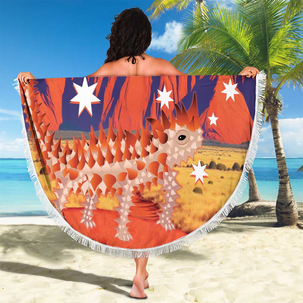 Personalised Australia Thorny Devil Beach Blanket Nature's Armored Knights - Aussie Uluru