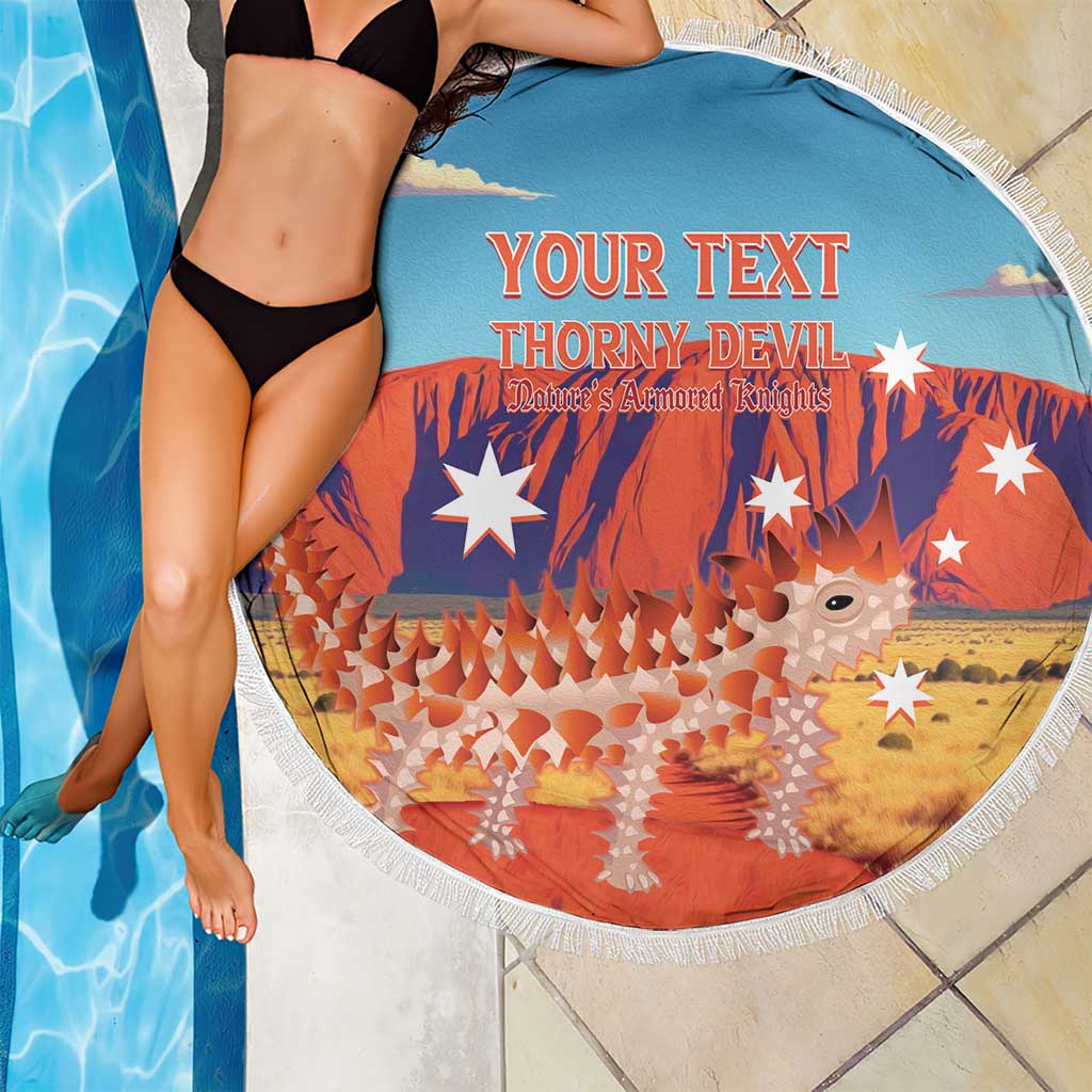 Personalised Australia Thorny Devil Beach Blanket Nature's Armored Knights - Aussie Uluru