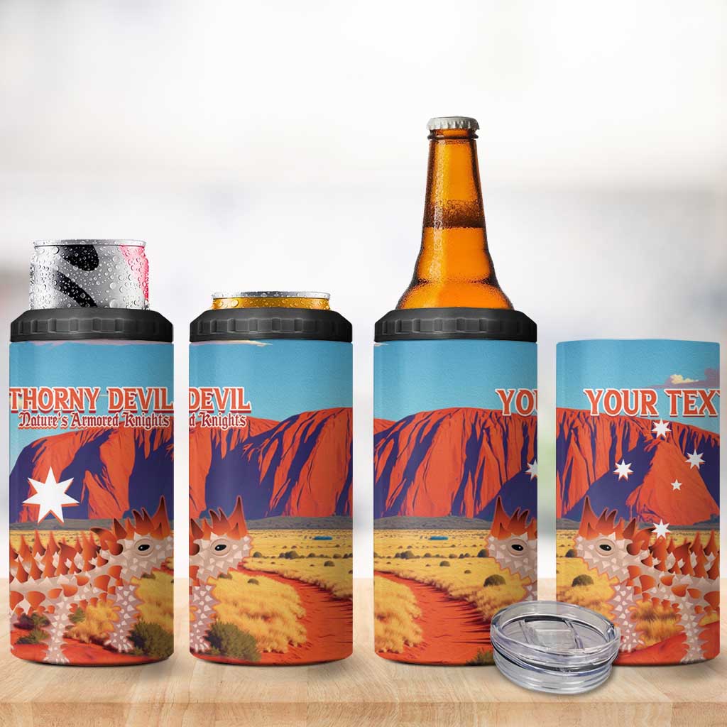 Personalised Australia Thorny Devil 4 in 1 Can Cooler Tumbler Nature's Armored Knights - Aussie Uluru