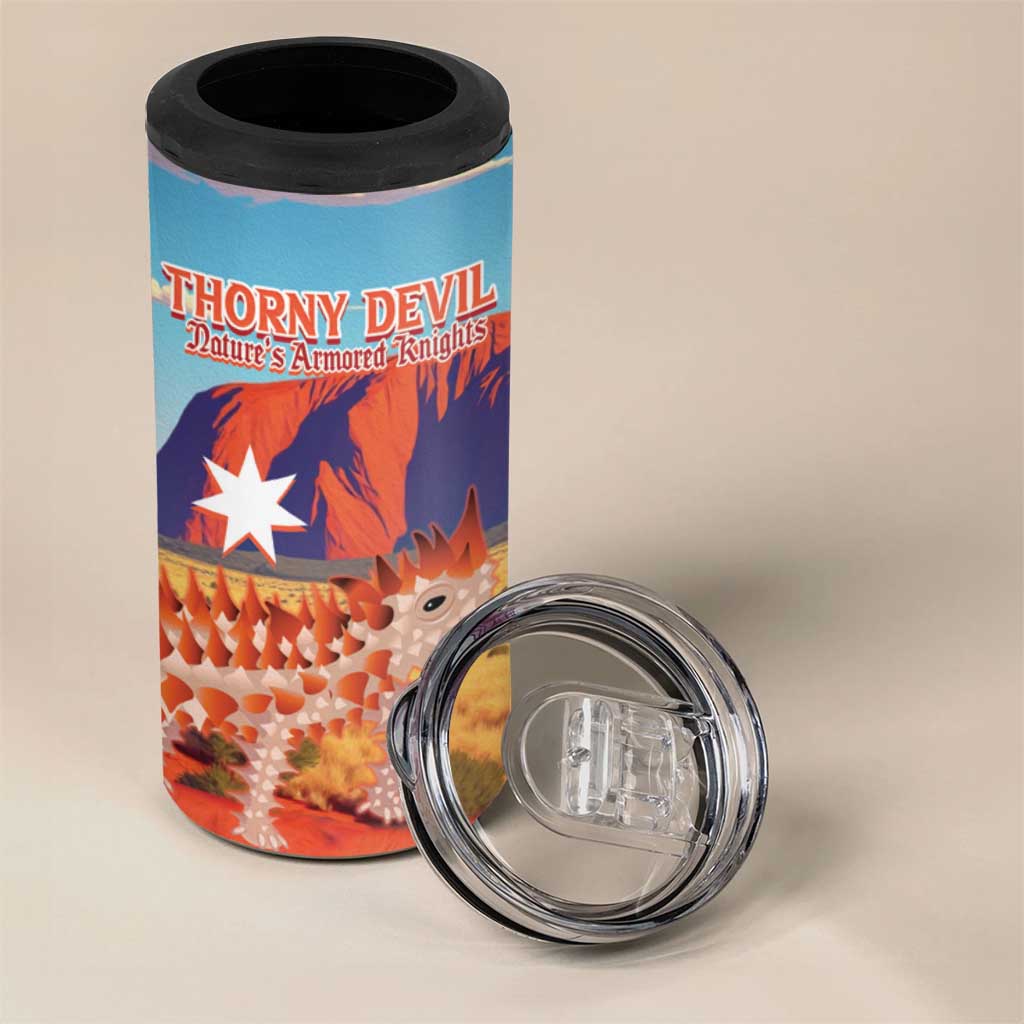 Personalised Australia Thorny Devil 4 in 1 Can Cooler Tumbler Nature's Armored Knights - Aussie Uluru