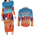 Personalised Australia Thorny Devil Couples Matching Long Sleeve Bodycon Dress and Long Sleeve Button Shirt Nature's Armored Knights - Aussie Uluru
