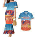 Personalised Australia Thorny Devil Couples Matching Mermaid Dress and Hawaiian Shirt Nature's Armored Knights - Aussie Uluru