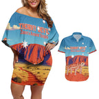 Personalised Australia Thorny Devil Couples Matching Off Shoulder Short Dress and Hawaiian Shirt Nature's Armored Knights - Aussie Uluru