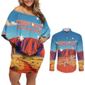 Personalised Australia Thorny Devil Couples Matching Off Shoulder Short Dress and Long Sleeve Button Shirt Nature's Armored Knights - Aussie Uluru