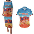 Personalised Australia Thorny Devil Couples Matching Puletasi and Hawaiian Shirt Nature's Armored Knights - Aussie Uluru