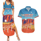 Personalised Australia Thorny Devil Couples Matching Summer Maxi Dress and Hawaiian Shirt Nature's Armored Knights - Aussie Uluru