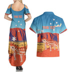 Personalised Australia Thorny Devil Couples Matching Summer Maxi Dress and Hawaiian Shirt Nature's Armored Knights - Aussie Uluru