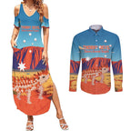 Personalised Australia Thorny Devil Couples Matching Summer Maxi Dress and Long Sleeve Button Shirt Nature's Armored Knights - Aussie Uluru