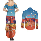 Personalised Australia Thorny Devil Couples Matching Summer Maxi Dress and Long Sleeve Button Shirt Nature's Armored Knights - Aussie Uluru
