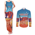 Personalised Australia Thorny Devil Couples Matching Tank Maxi Dress and Long Sleeve Button Shirt Nature's Armored Knights - Aussie Uluru