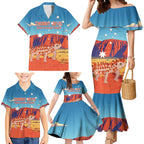 Personalised Australia Thorny Devil Family Matching Mermaid Dress and Hawaiian Shirt Nature's Armored Knights - Aussie Uluru
