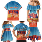 Personalised Australia Thorny Devil Family Matching Mermaid Dress and Hawaiian Shirt Nature's Armored Knights - Aussie Uluru