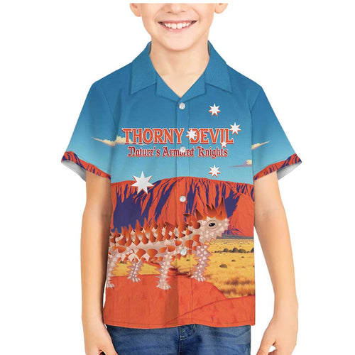 Personalised Australia Thorny Devil Family Matching Mermaid Dress and Hawaiian Shirt Nature's Armored Knights - Aussie Uluru