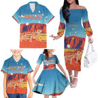 Personalised Australia Thorny Devil Family Matching Off The Shoulder Long Sleeve Dress and Hawaiian Shirt Nature's Armored Knights - Aussie Uluru
