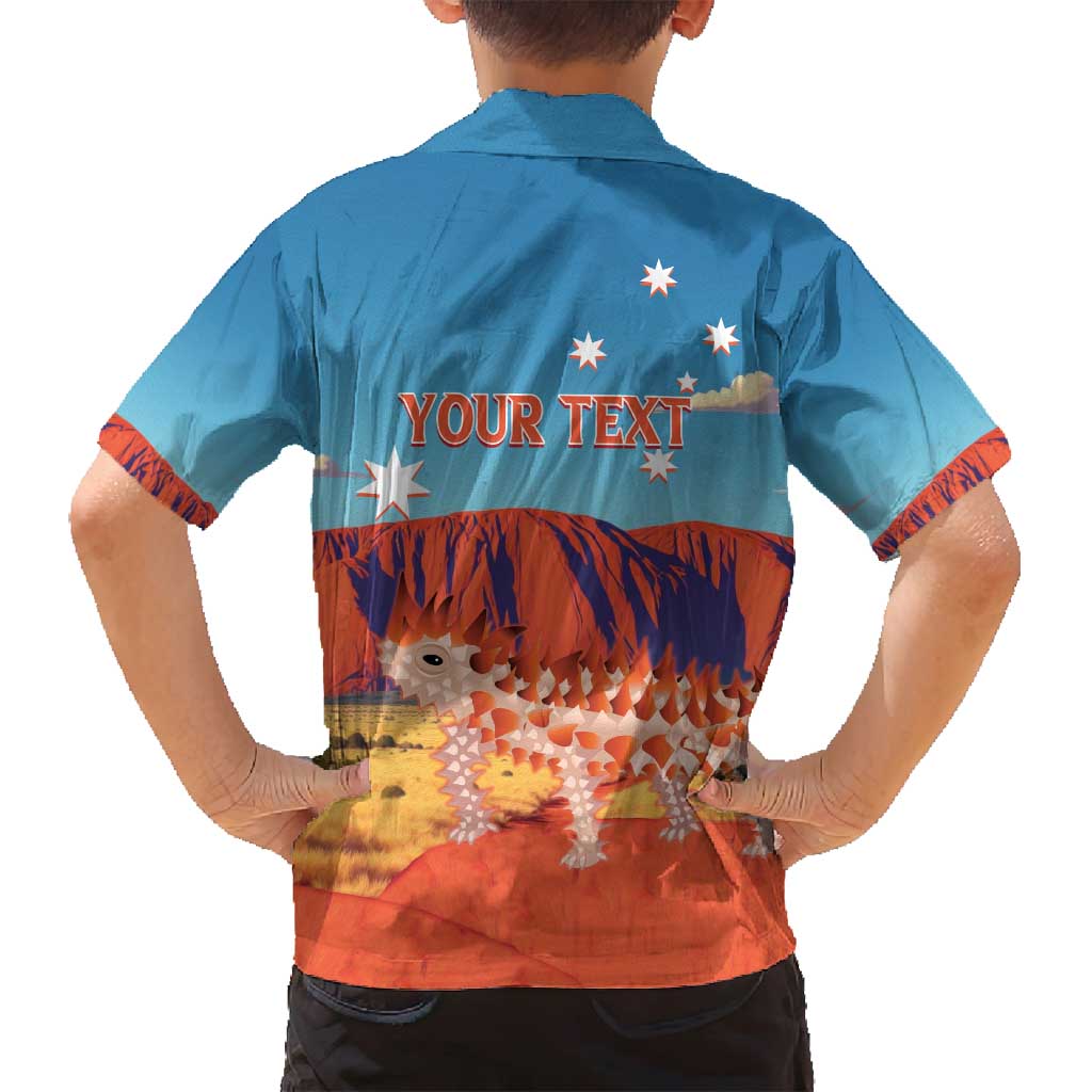 Personalised Australia Thorny Devil Family Matching Off Shoulder Maxi Dress and Hawaiian Shirt Nature's Armored Knights - Aussie Uluru