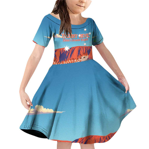 Personalised Australia Thorny Devil Family Matching Off Shoulder Short Dress and Hawaiian Shirt Nature's Armored Knights - Aussie Uluru