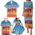Personalised Australia Thorny Devil Family Matching Puletasi and Hawaiian Shirt Nature's Armored Knights - Aussie Uluru