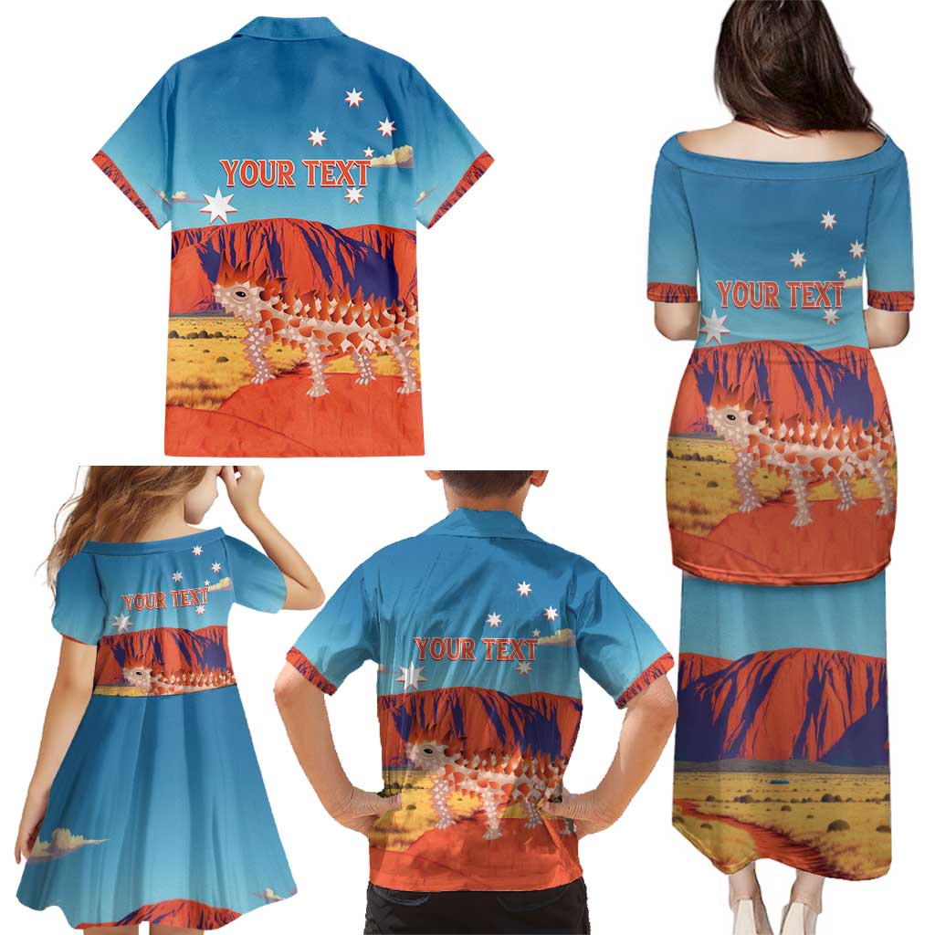 Personalised Australia Thorny Devil Family Matching Puletasi and Hawaiian Shirt Nature's Armored Knights - Aussie Uluru
