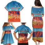 Personalised Australia Thorny Devil Family Matching Puletasi and Hawaiian Shirt Nature's Armored Knights - Aussie Uluru
