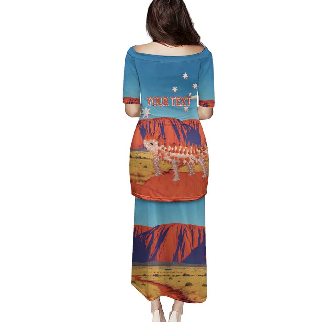 Personalised Australia Thorny Devil Family Matching Puletasi and Hawaiian Shirt Nature's Armored Knights - Aussie Uluru
