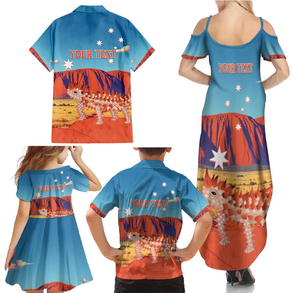 Personalised Australia Thorny Devil Family Matching Summer Maxi Dress and Hawaiian Shirt Nature's Armored Knights - Aussie Uluru