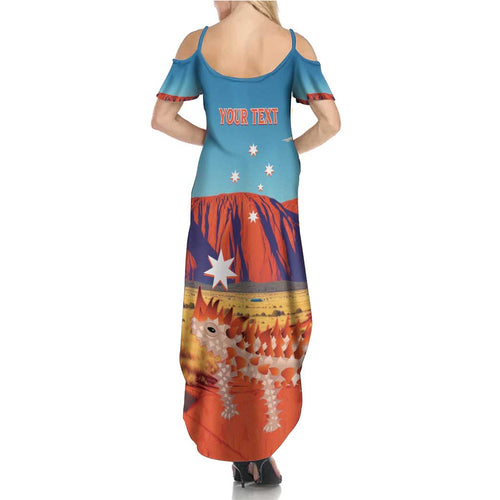 Personalised Australia Thorny Devil Family Matching Summer Maxi Dress and Hawaiian Shirt Nature's Armored Knights - Aussie Uluru