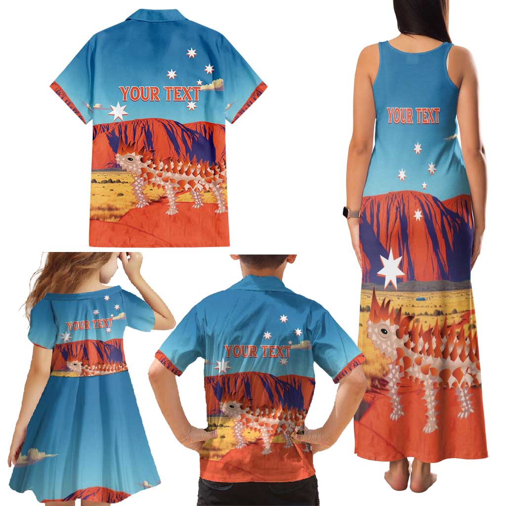 Personalised Australia Thorny Devil Family Matching Tank Maxi Dress and Hawaiian Shirt Nature's Armored Knights - Aussie Uluru