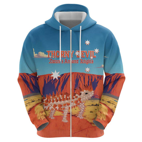 Personalised Australia Thorny Devil Hoodie Nature's Armored Knights - Aussie Uluru