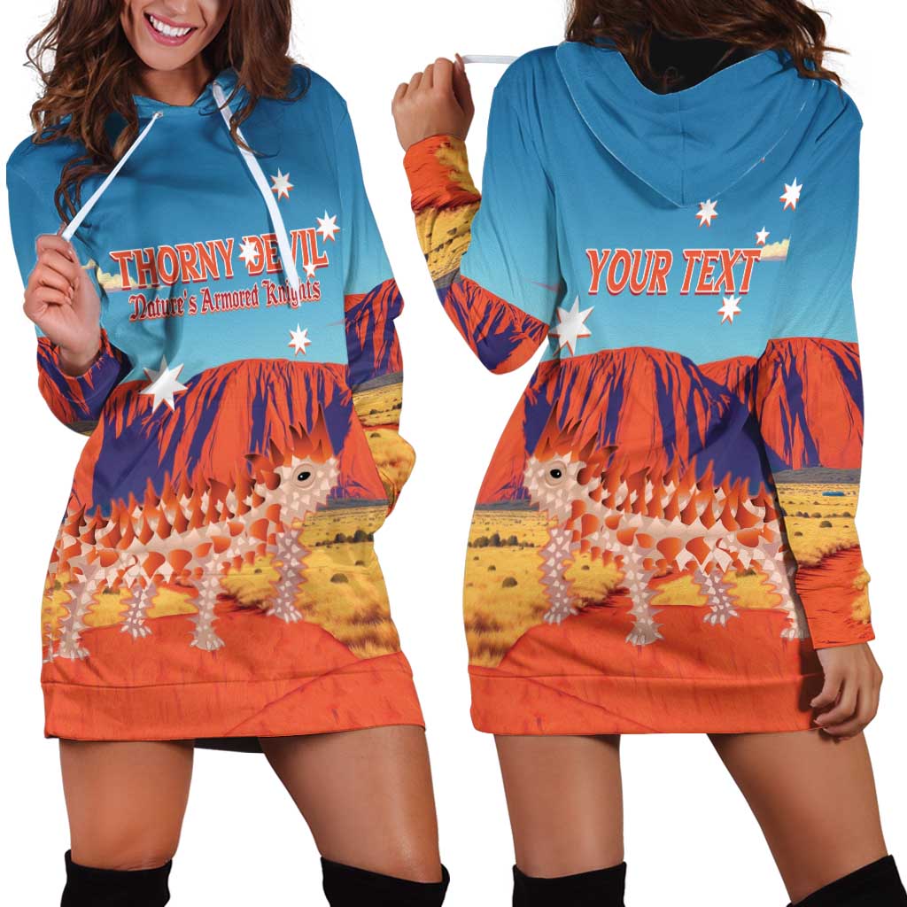 Personalised Australia Thorny Devil Hoodie Dress Nature's Armored Knights - Aussie Uluru