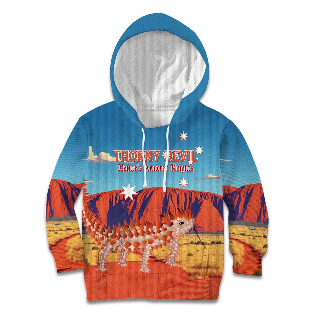 Personalised Australia Thorny Devil Kid Hoodie Nature's Armored Knights - Aussie Uluru