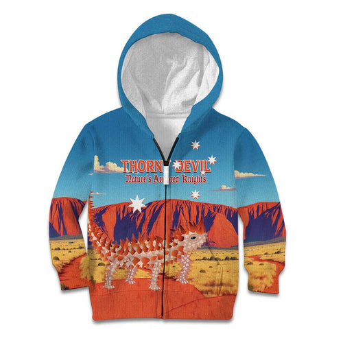 Personalised Australia Thorny Devil Kid Hoodie Nature's Armored Knights - Aussie Uluru