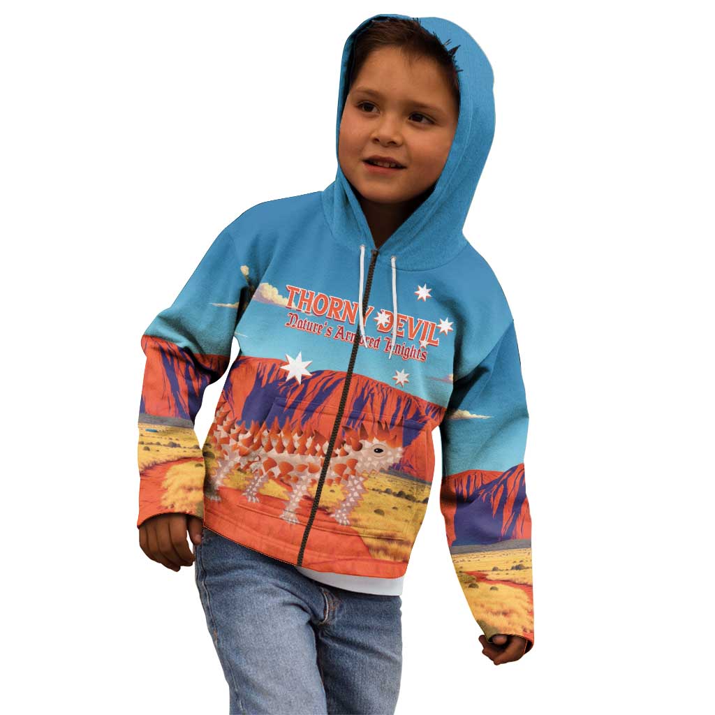 Personalised Australia Thorny Devil Kid Hoodie Nature's Armored Knights - Aussie Uluru