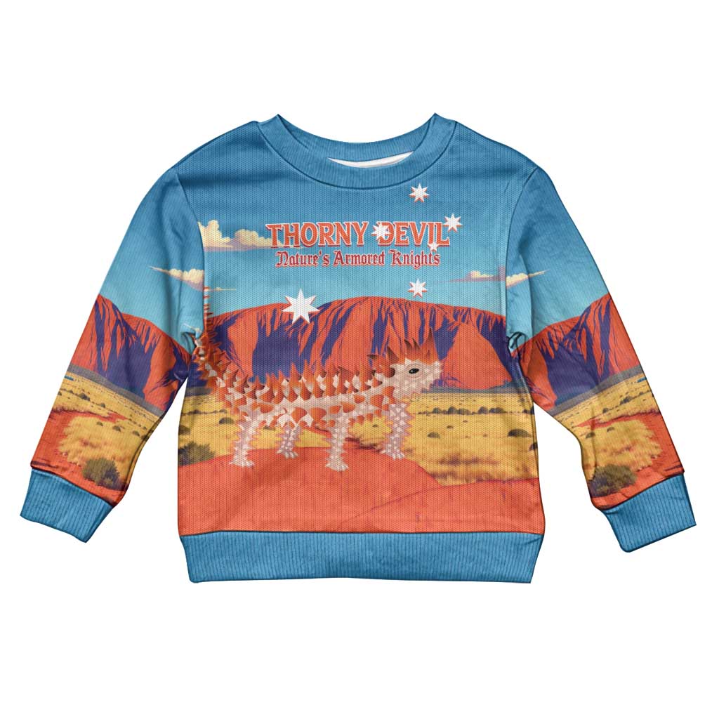 Australia Thorny Devil Kid Ugly Christmas Sweater Nature's Armored Knights - Aussie Uluru