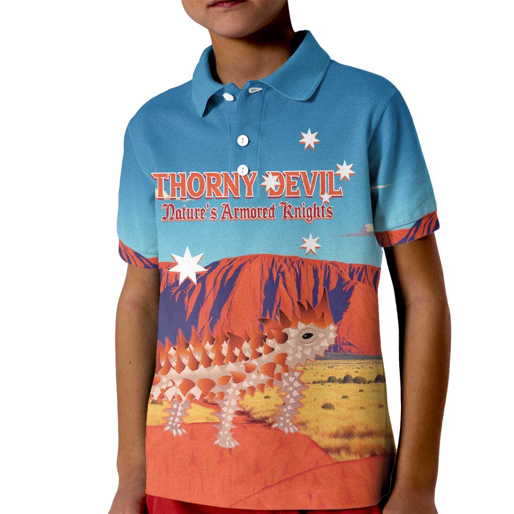 Personalised Australia Thorny Devil Kid Polo Shirt Nature's Armored Knights - Aussie Uluru