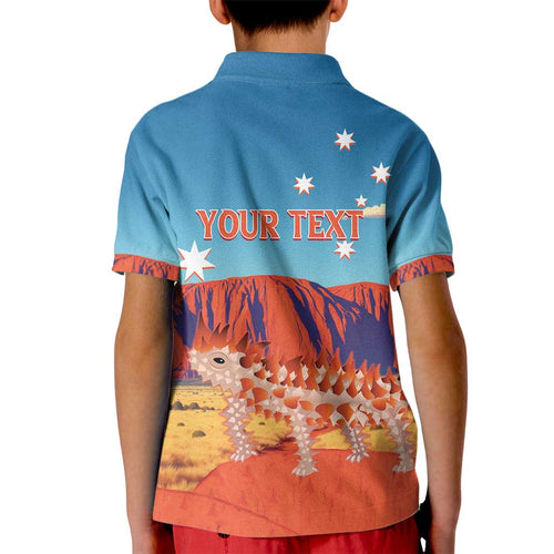 Personalised Australia Thorny Devil Kid Polo Shirt Nature's Armored Knights - Aussie Uluru