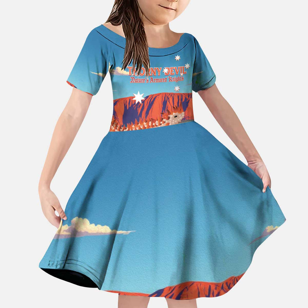 Personalised Australia Thorny Devil Kid Short Sleeve Dress Nature's Armored Knights - Aussie Uluru