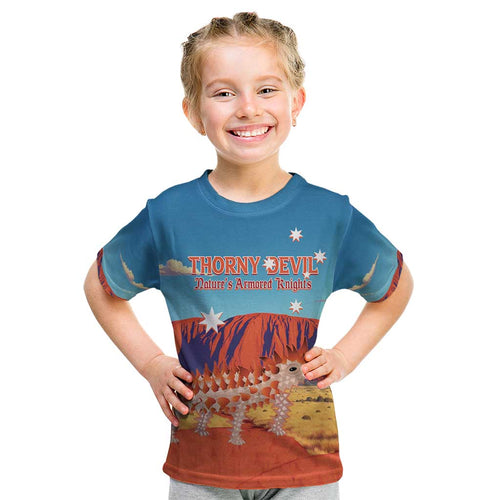 Personalised Australia Thorny Devil Kid T Shirt Nature's Armored Knights - Aussie Uluru