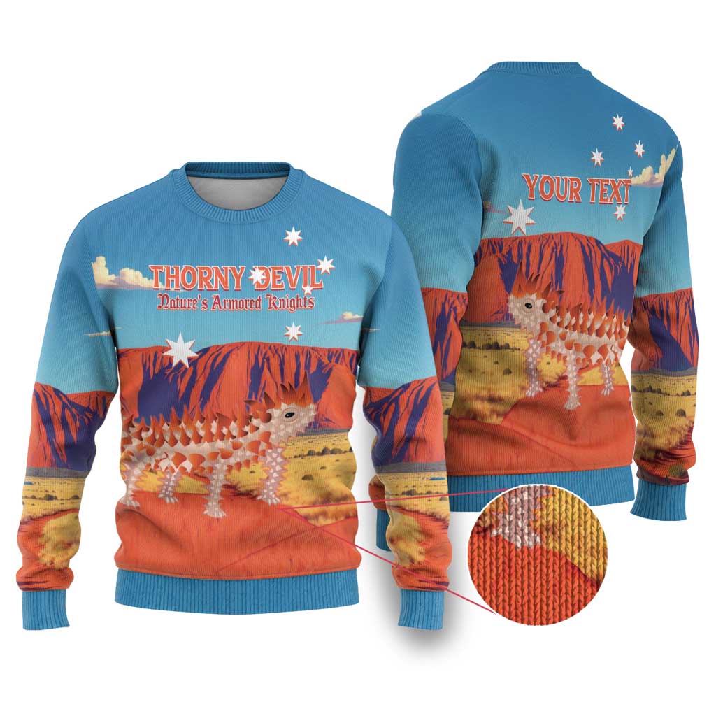 Australia Thorny Devil Ugly Christmas Sweater Nature's Armored Knights - Aussie Uluru
