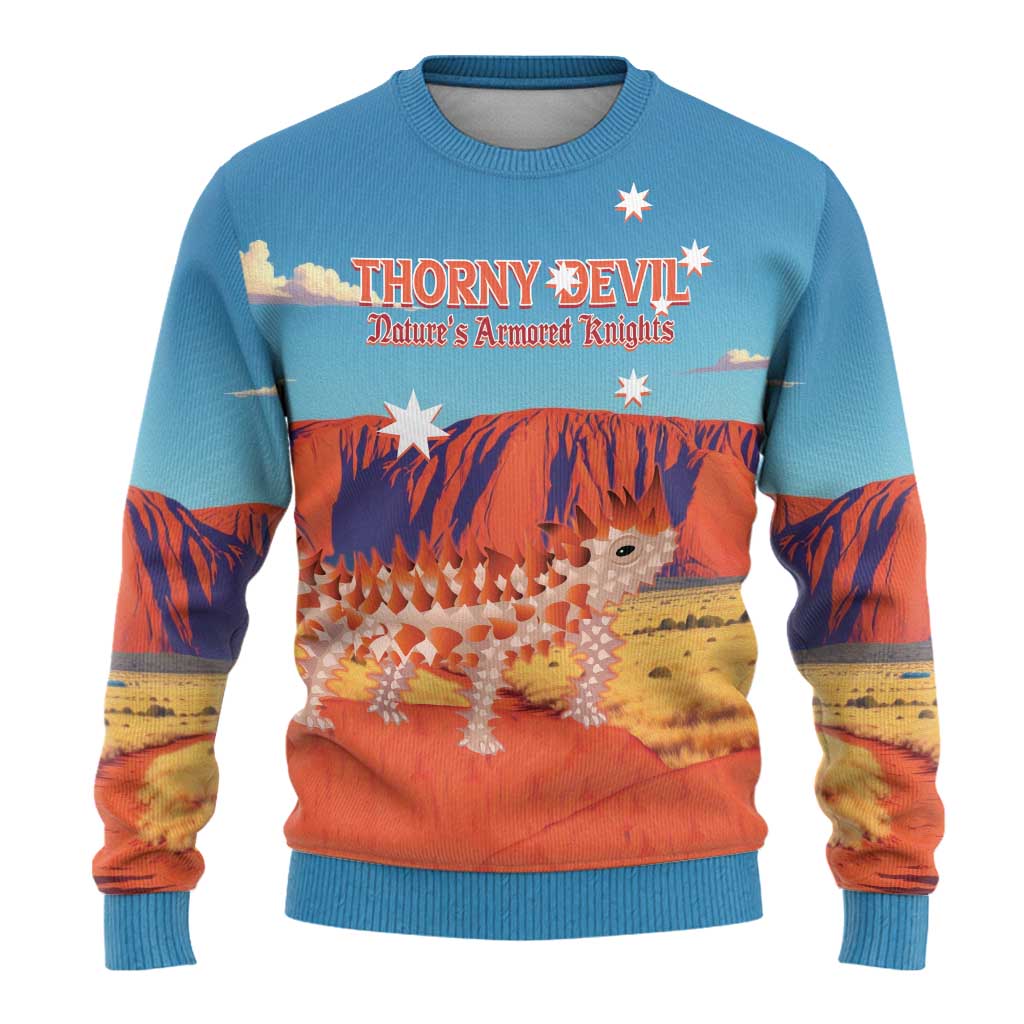 Australia Thorny Devil Ugly Christmas Sweater Nature's Armored Knights - Aussie Uluru