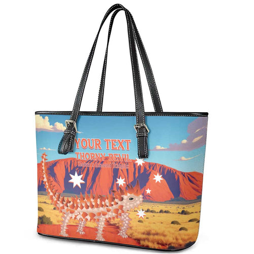 Personalised Australia Thorny Devil Leather Tote Bag Nature's Armored Knights - Aussie Uluru
