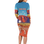Personalised Australia Thorny Devil Long Sleeve Bodycon Dress Nature's Armored Knights - Aussie Uluru