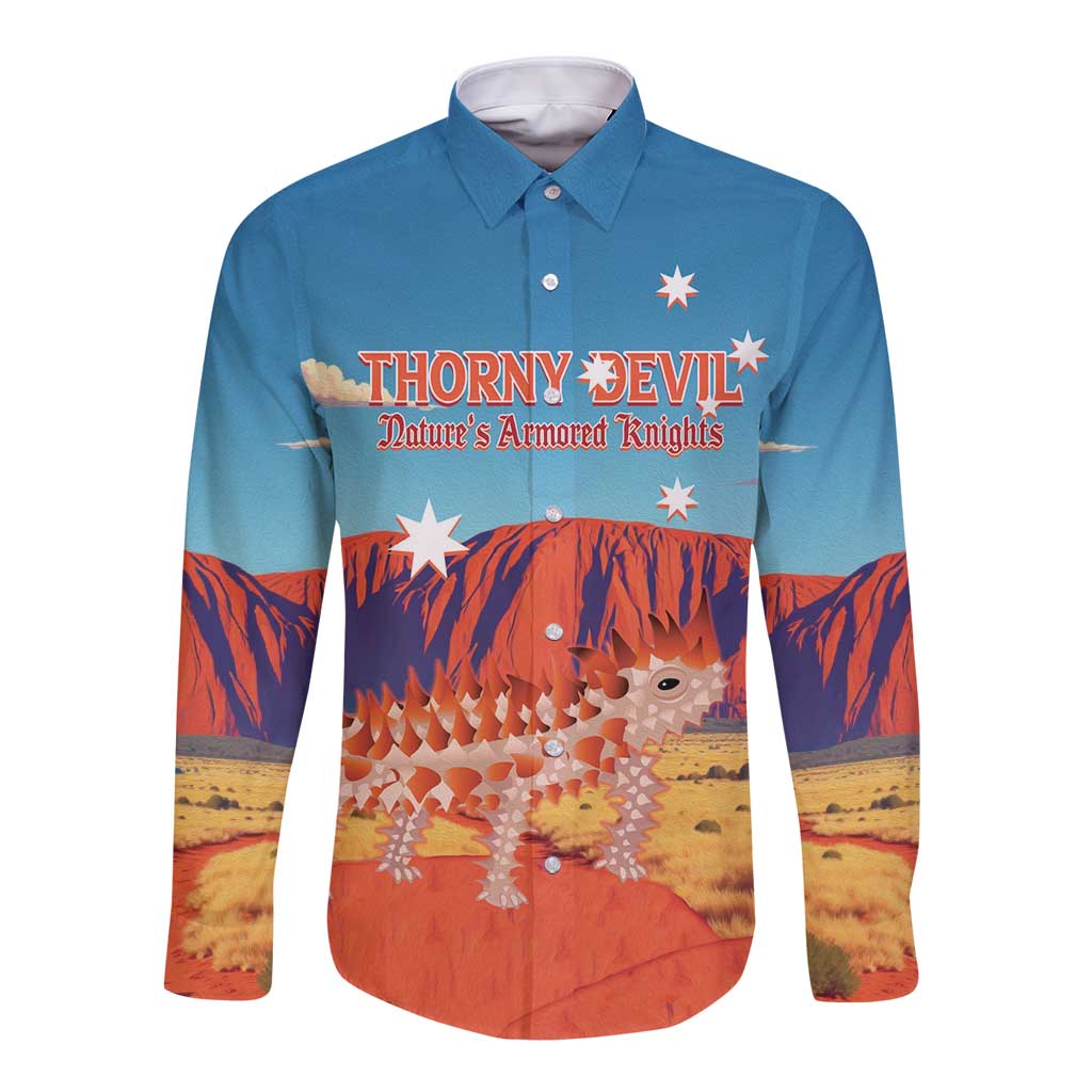 Personalised Australia Thorny Devil Long Sleeve Button Shirt Nature's Armored Knights - Aussie Uluru