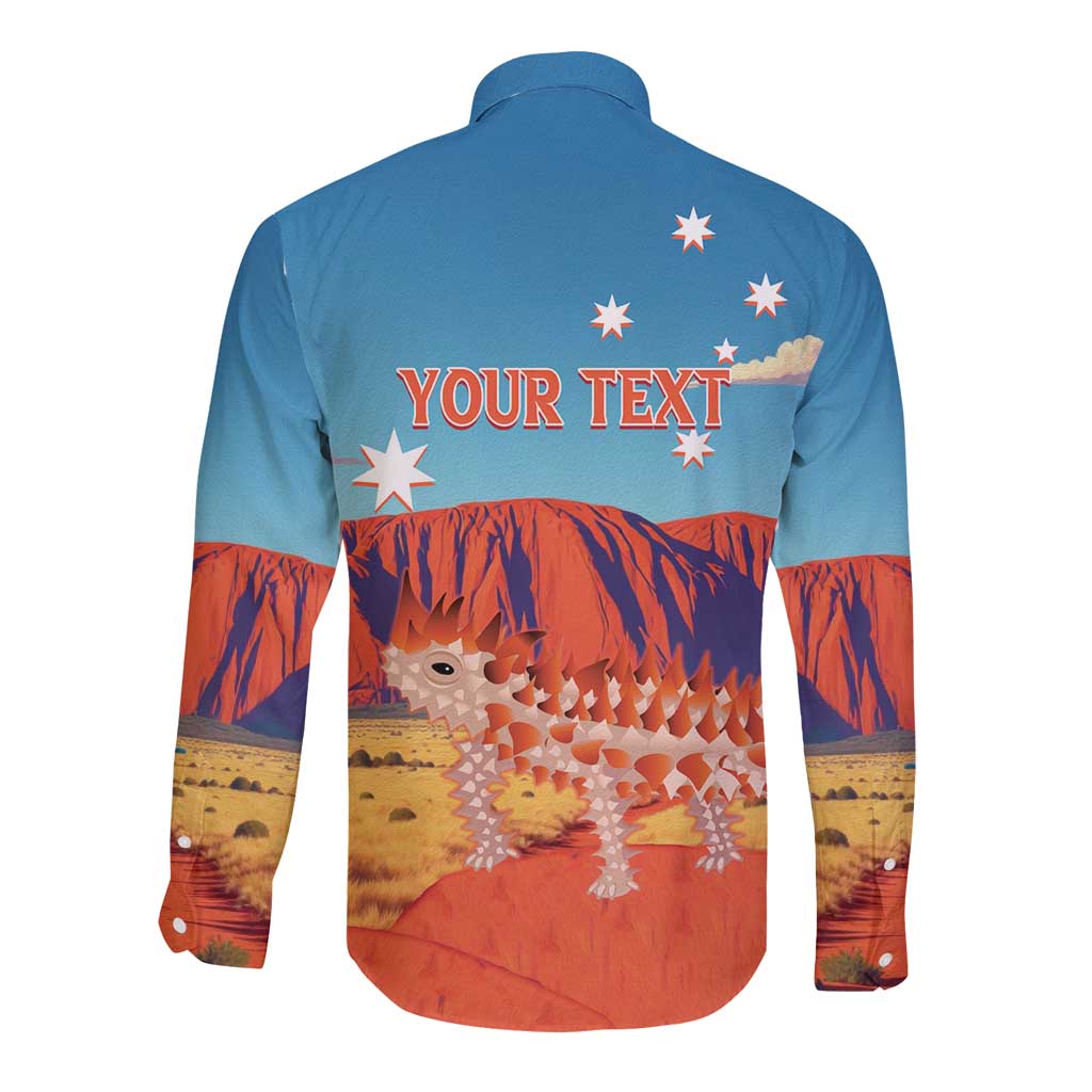 Personalised Australia Thorny Devil Long Sleeve Button Shirt Nature's Armored Knights - Aussie Uluru
