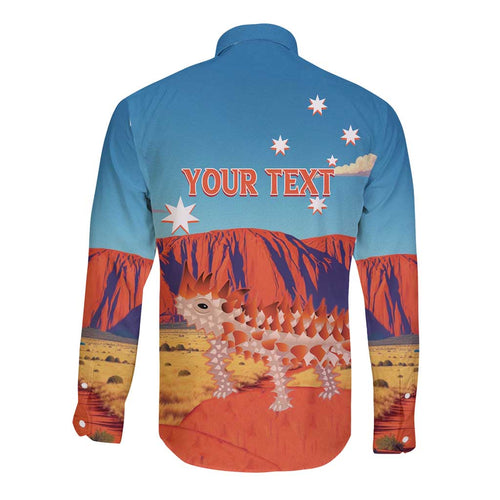 Personalised Australia Thorny Devil Long Sleeve Button Shirt Nature's Armored Knights - Aussie Uluru