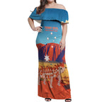 Personalised Australia Thorny Devil Off Shoulder Maxi Dress Nature's Armored Knights - Aussie Uluru