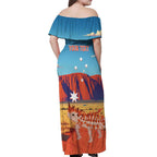 Personalised Australia Thorny Devil Off Shoulder Maxi Dress Nature's Armored Knights - Aussie Uluru