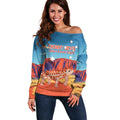 Personalised Australia Thorny Devil Off Shoulder Sweater Nature's Armored Knights - Aussie Uluru