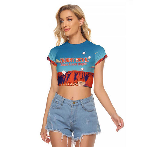 Personalised Australia Thorny Devil Raglan Cropped T Shirt Nature's Armored Knights - Aussie Uluru